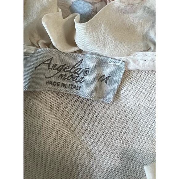 Angela Moda Italy 100% Silk Top Size M Whimsy Cottage Romantic Floral - Picture 6 of 7